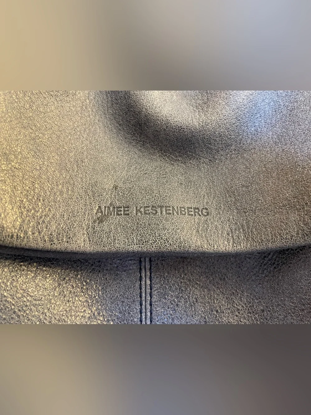 Aimee Kestenberg Bali Double Entry Leather Hobo Distressed Denim Blue With Flap